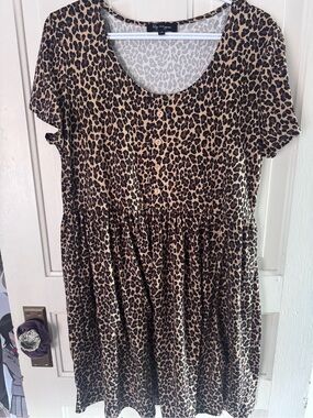 Lily Morgan Leopard Print Button-Front Dress - Brown & Black